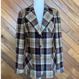 Vintage 60s Wool Plaid Coat